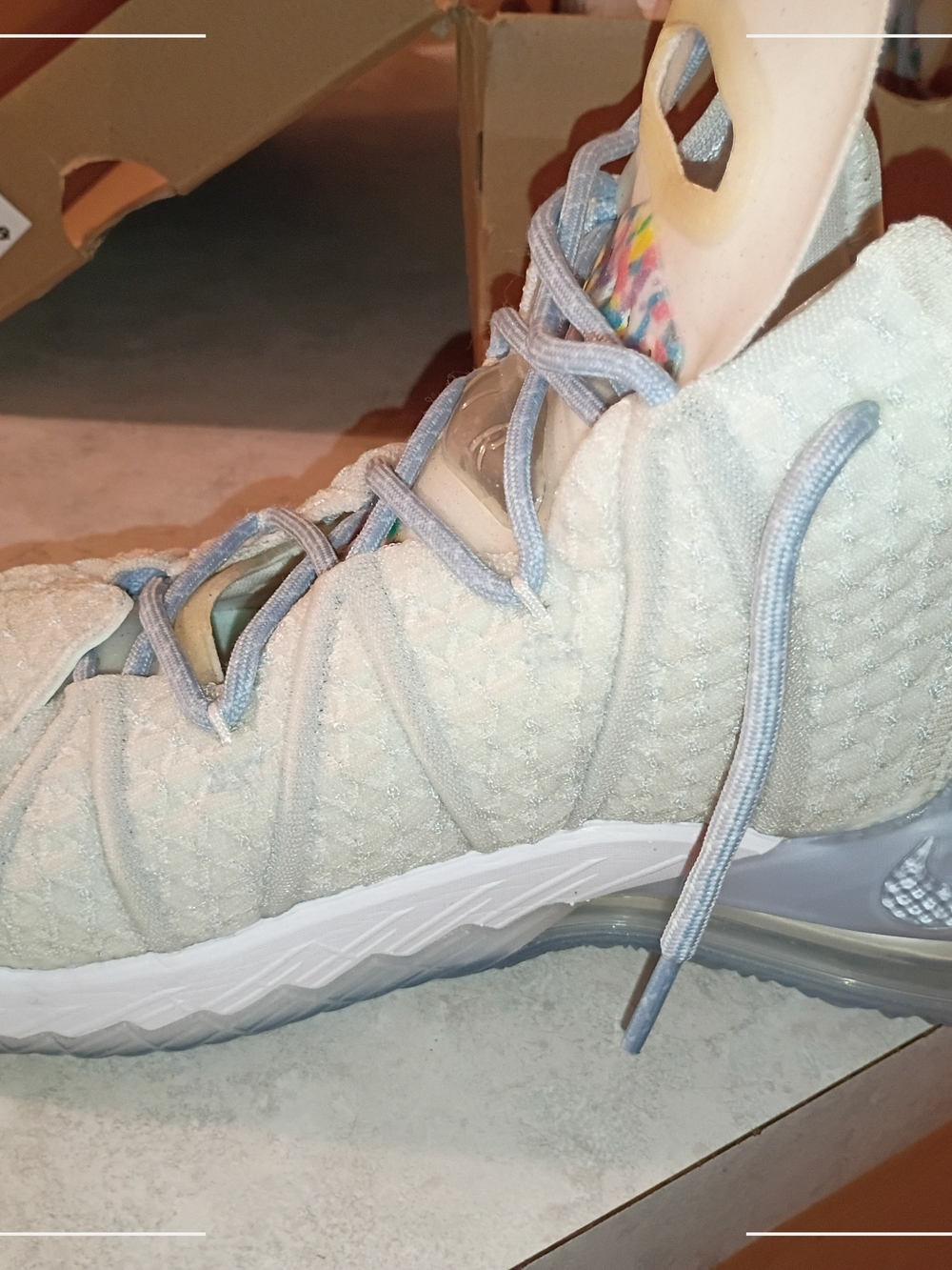 Nike LeBron 18 White,Blue,Clear& Multi Colored Basketball 🏀 Shoes - Picture 9 of 16